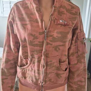 Hard Tail Forever Full Zip Camo Hoodie. Orange Camo.   Large